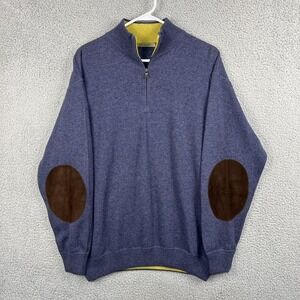 Alan Bilzerian Mens 1/4 Zip Sweater Size 56 100% Merino Lambswool Sweater Blue